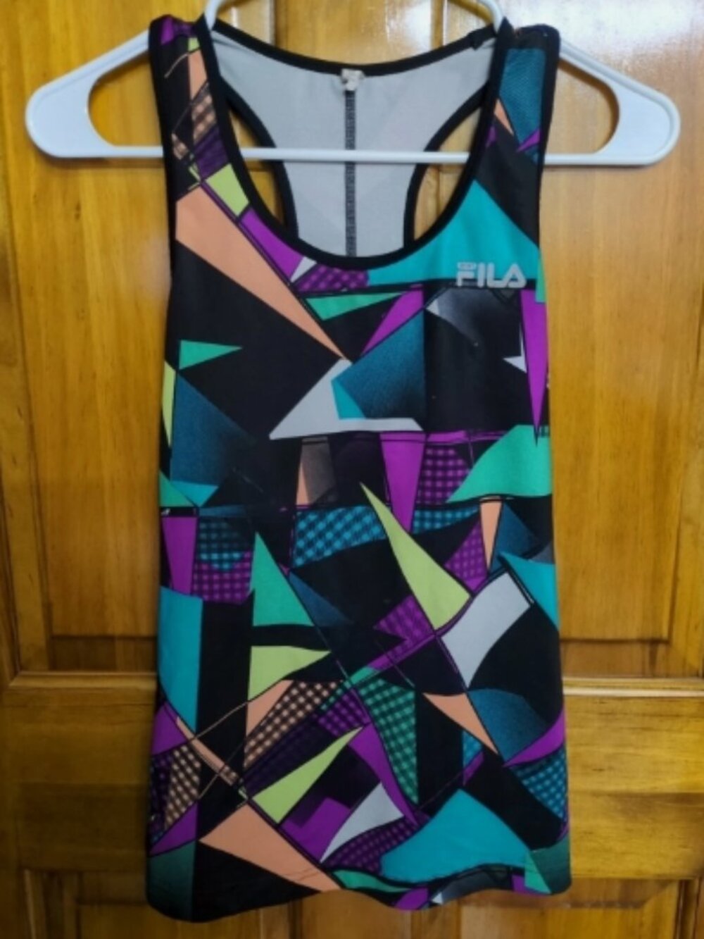 FILA Girl's (Kids) Record Break Black/Multi Racerback Performance Tank - L (14)